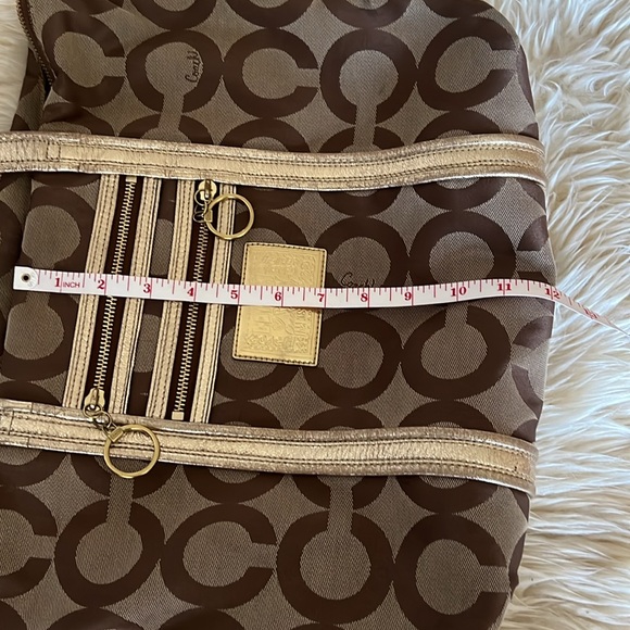 Coach Poppy Op Art Glam Tote Bag Shoulder Bag Tan Gold Beige - Picture 12 of 13